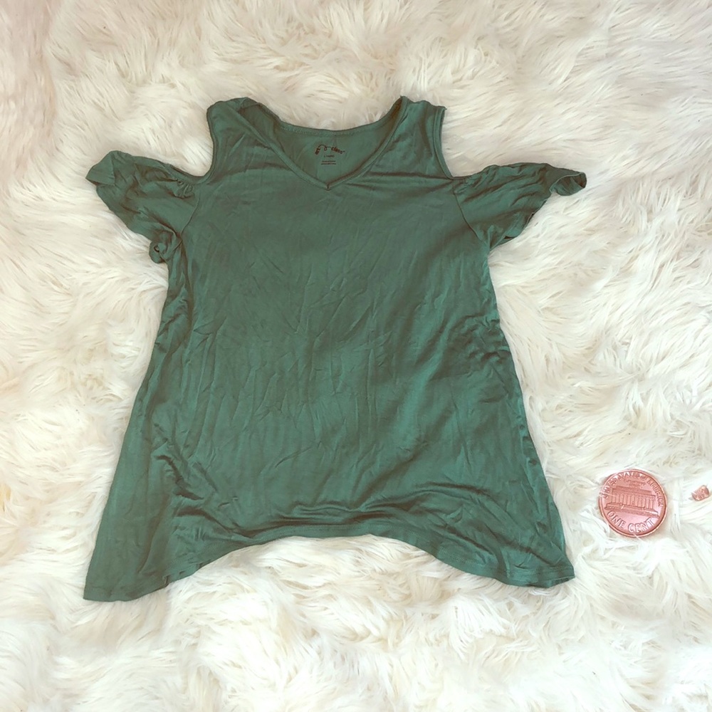 Off The Shoulder Green Shirt